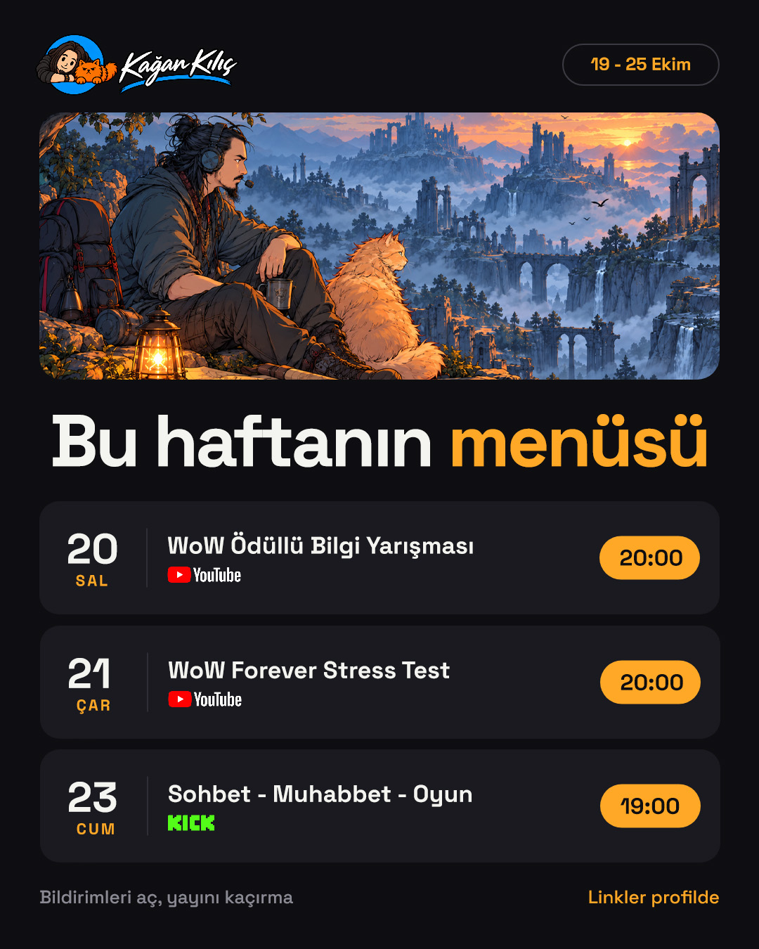 Kağan Kılıç - 2026 43. Hafta Yayın Programı